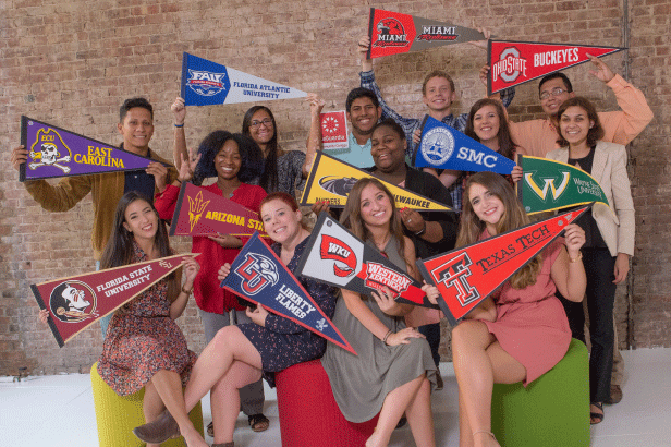 Students with flags